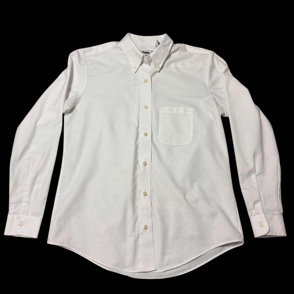 Cintas White Button Down Oxford Shirt Long Sleeve Size 8 RG Preppy Office Wear